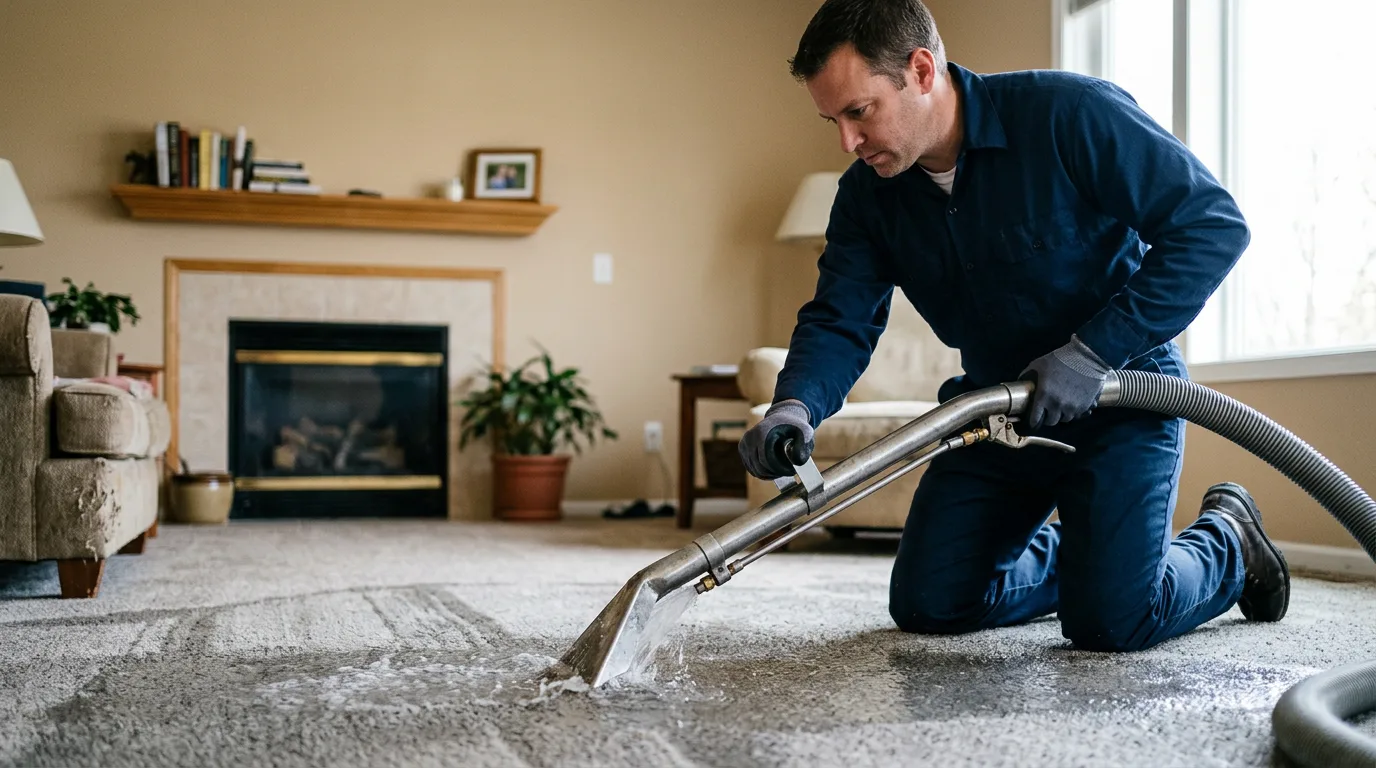 Water damage restoration technician working near Aplington, IA